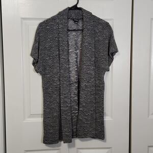 Rafaella Womens Black & Silver Short Sleeve Open Front Cardigan Size PM Academia